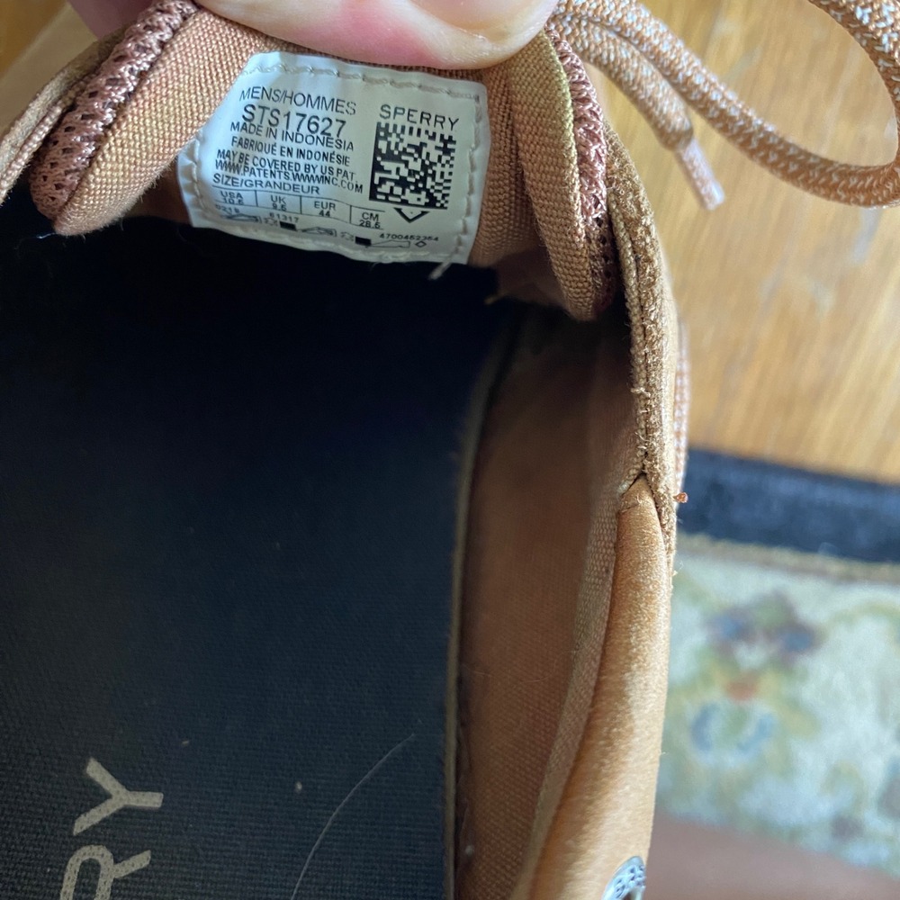 Sperry Boat Shoes Men 10.5 Tan Leather Mesh Memory Foam Classic Loafers STS17627 - Picture 5 of 10